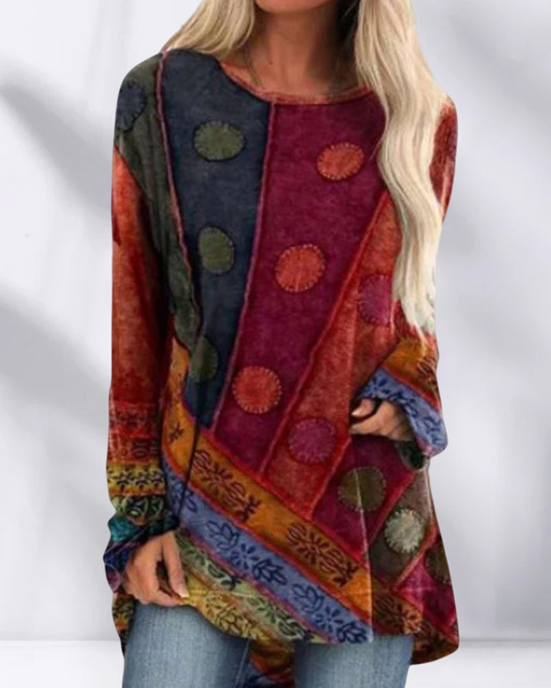 Chic Loose-Fitting Ethnic Blouse
