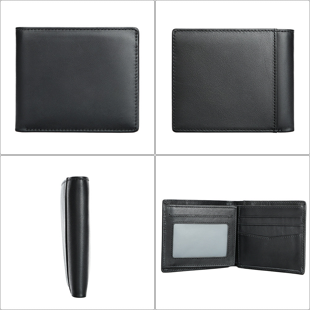 Elegant Men's RFID-Blocking Leather Bifold Wallet
