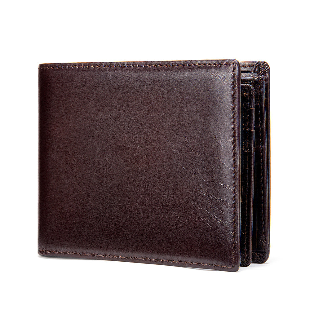 Elegant Men's RFID-Blocking Leather Bifold Wallet