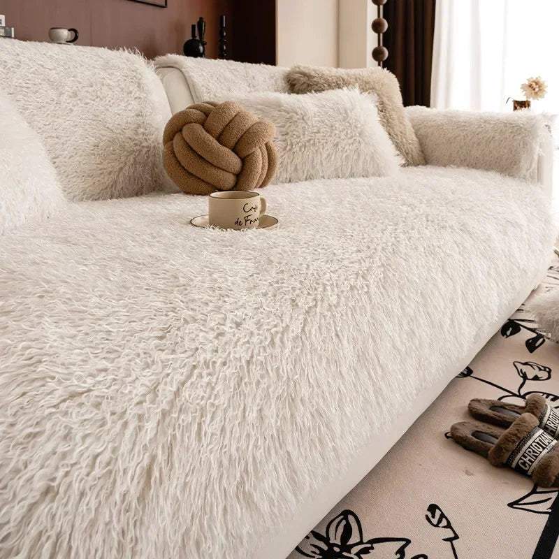 Plush Stretch Sofa Protector - Machine Washable & Stylish