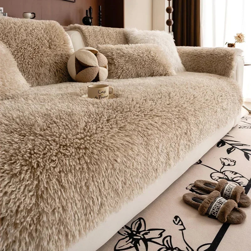 Plush Stretch Sofa Protector - Machine Washable & Stylish