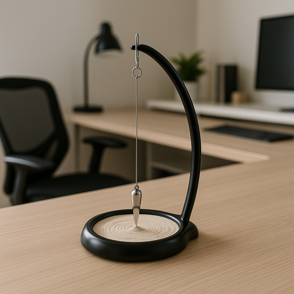 Serene Motion Sand Art Desk Sculpture with Metal Frame