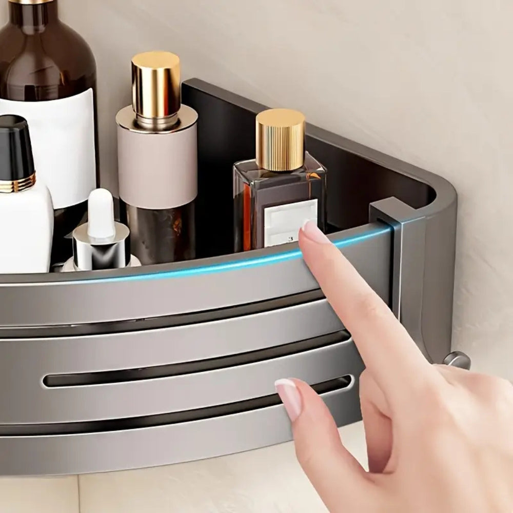 Space-Saving Aluminum Corner Organizer for Shower & Kitchen