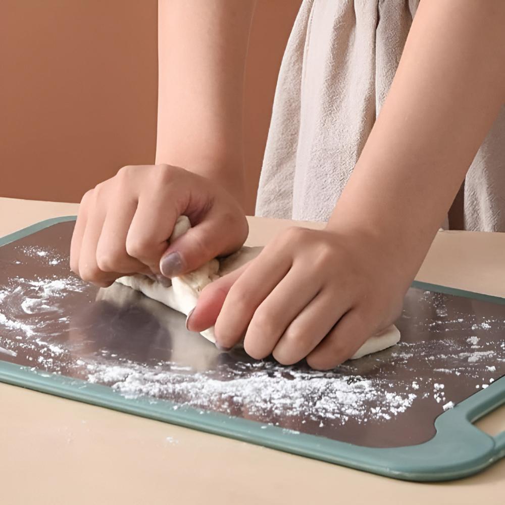 Versatile Stainless Steel Cutting Board with Built-In Garlic Crusher