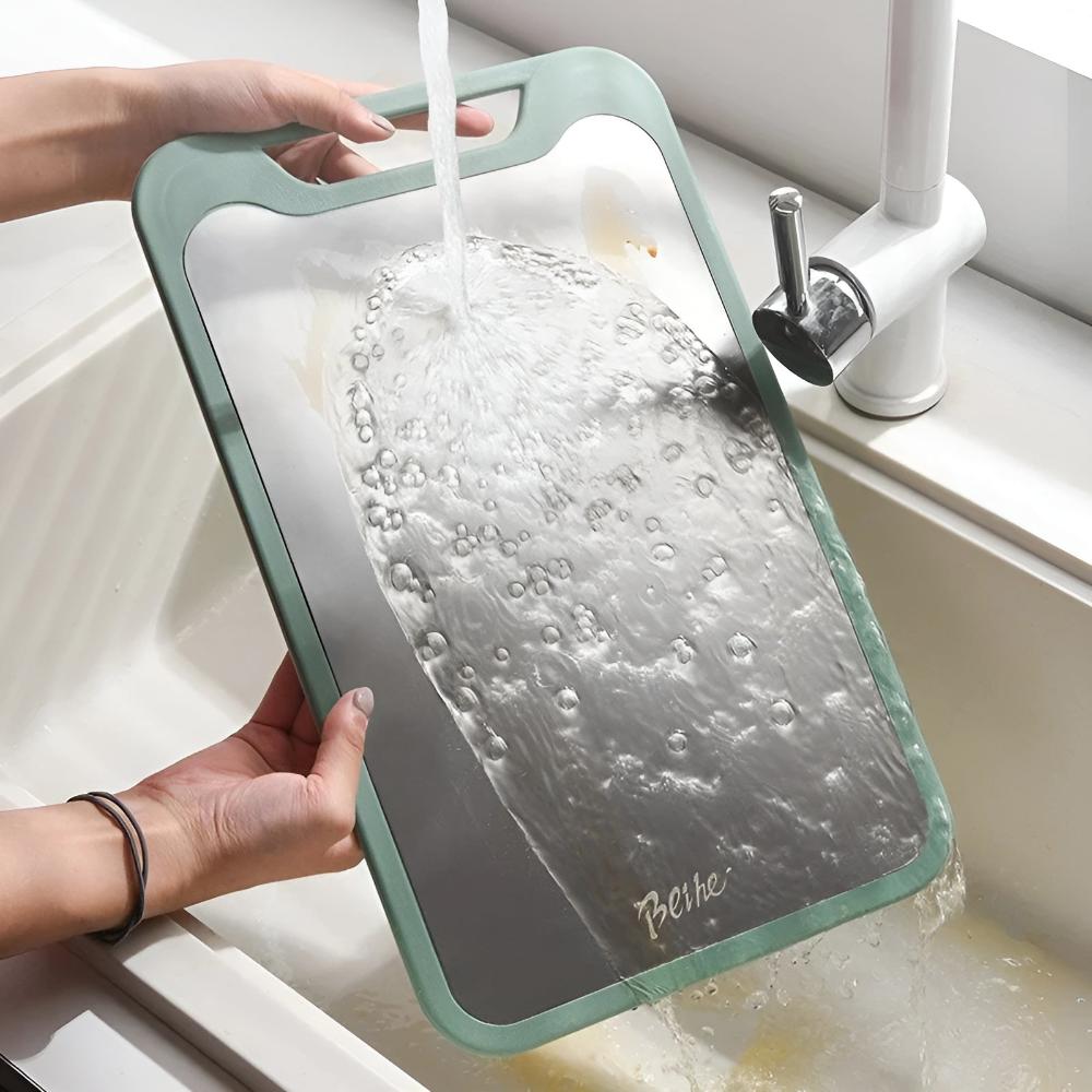 Versatile Stainless Steel Cutting Board with Built-In Garlic Crusher