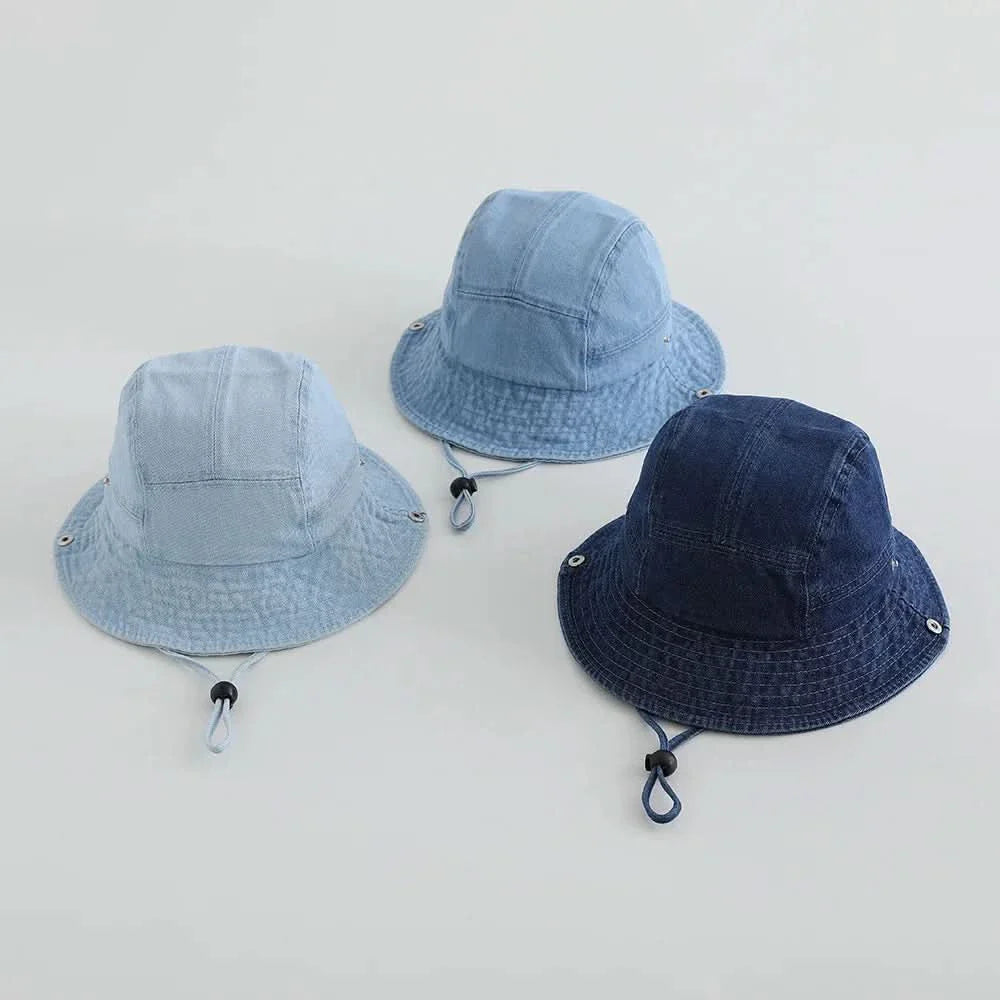 Washed Denim Bucket Hat for Kids – Comfortable Sun Protection