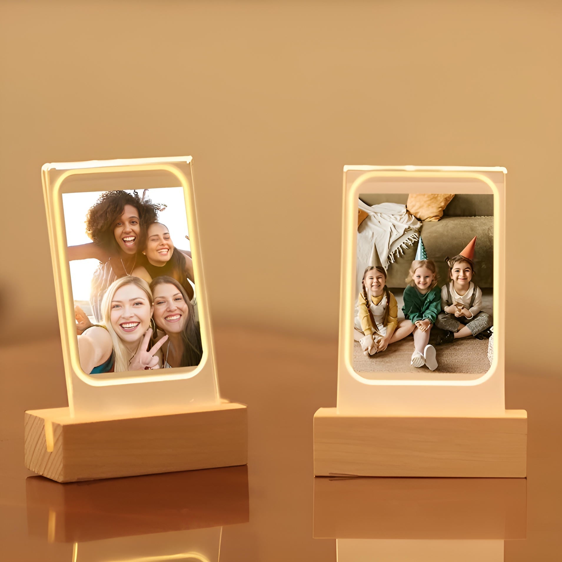 Elegant LED-Enhanced Photo Frame with Triple Display for 3-Inch Images