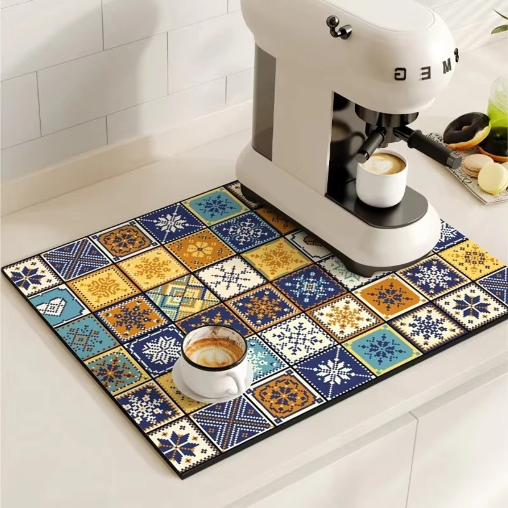 Chic Retro Coffee Mat - Quick-Dry for Everyday Use