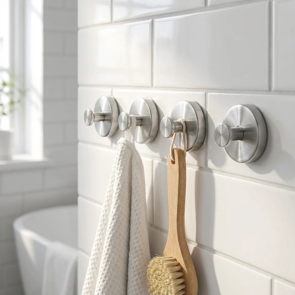 Versatile Stainless Steel Suction Hooks - 4 Pack, No Tools Needed