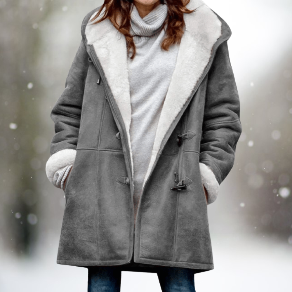 High-Quality Suede Fleece Jacket with Mid-Length Hood
