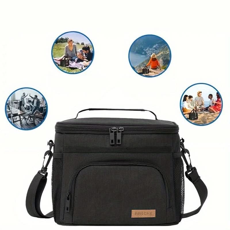 Large Insulated Lunch Bag with Adjustable Strap and Zipper Fastening