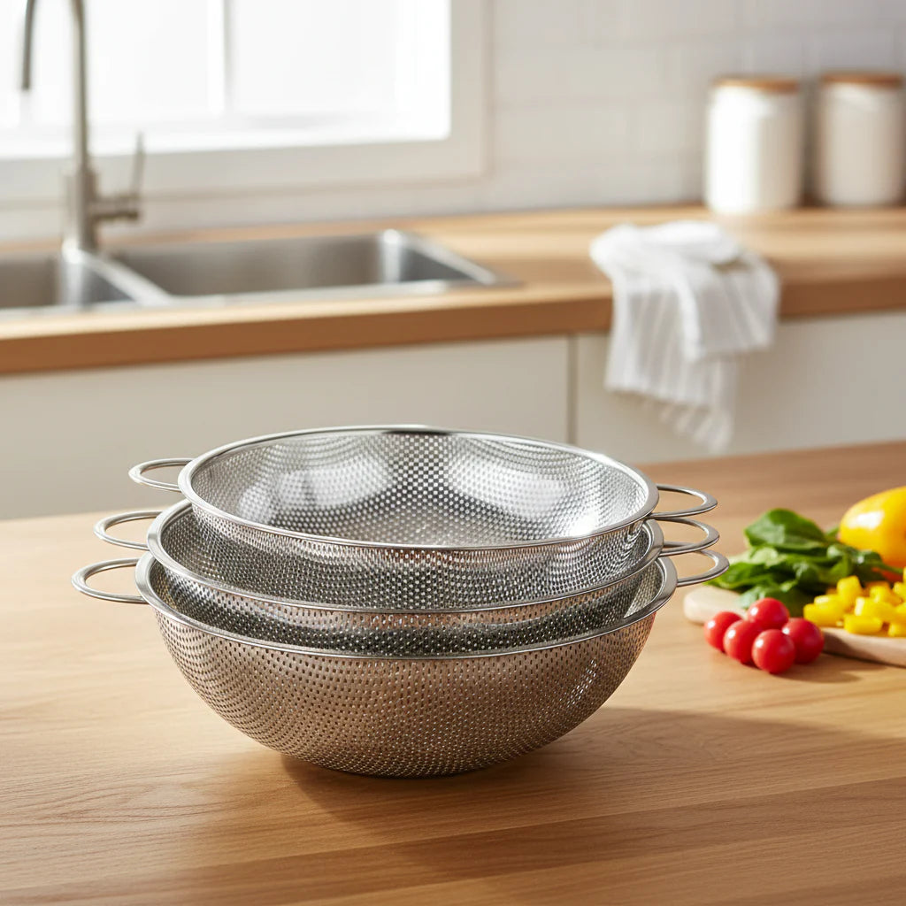 Stainless Steel Colander Set for Kitchen Use