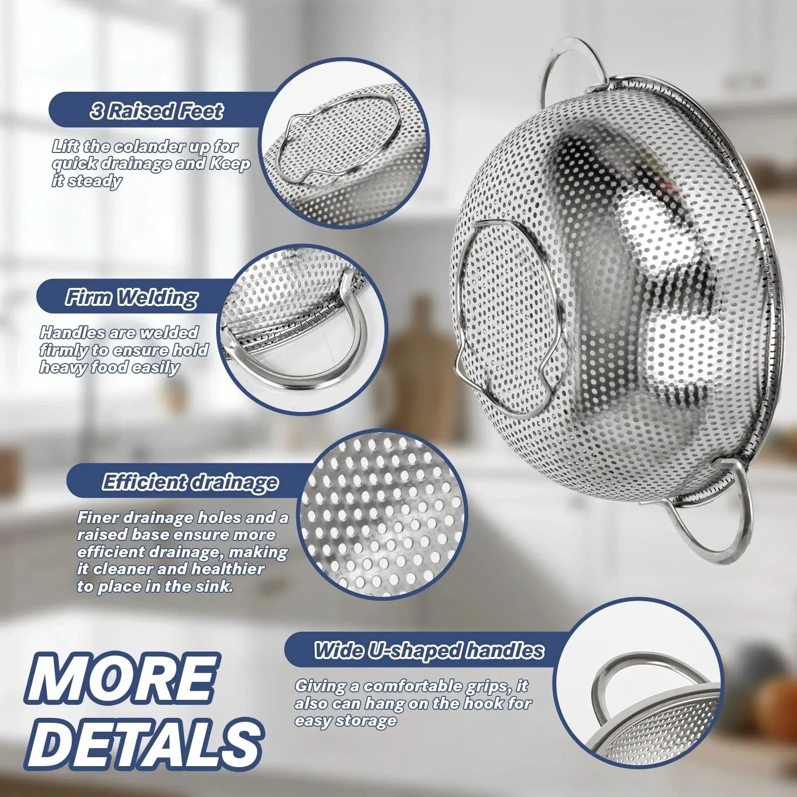 Stainless Steel Colander Set for Kitchen Use