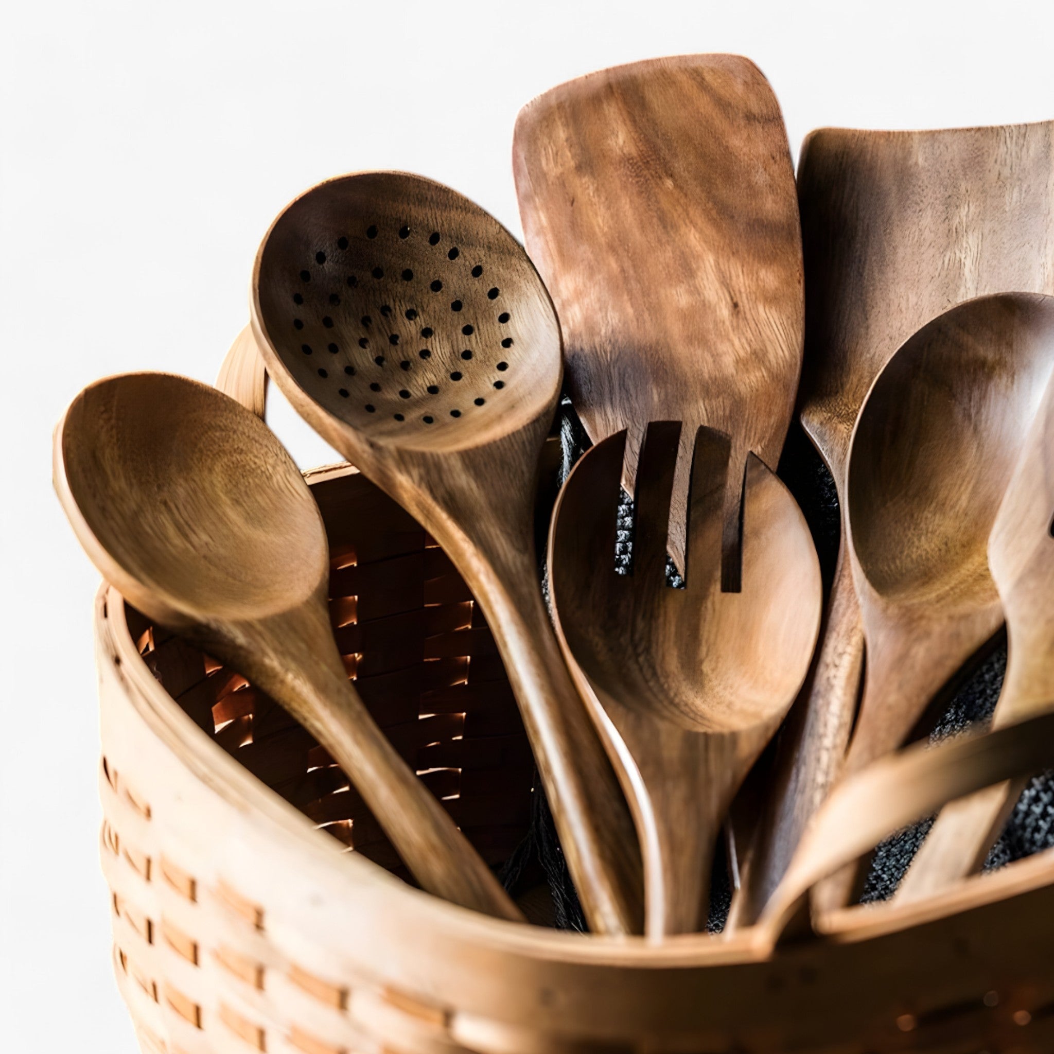 9-Piece Premium Teak Cooking Utensil Collection with Holder
