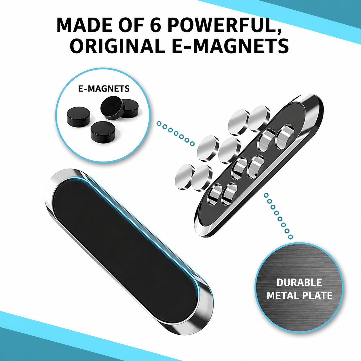 Phone Mount | 6 N50 Magnets & 360° Rotation | Zinc Alloy with Nano Coating