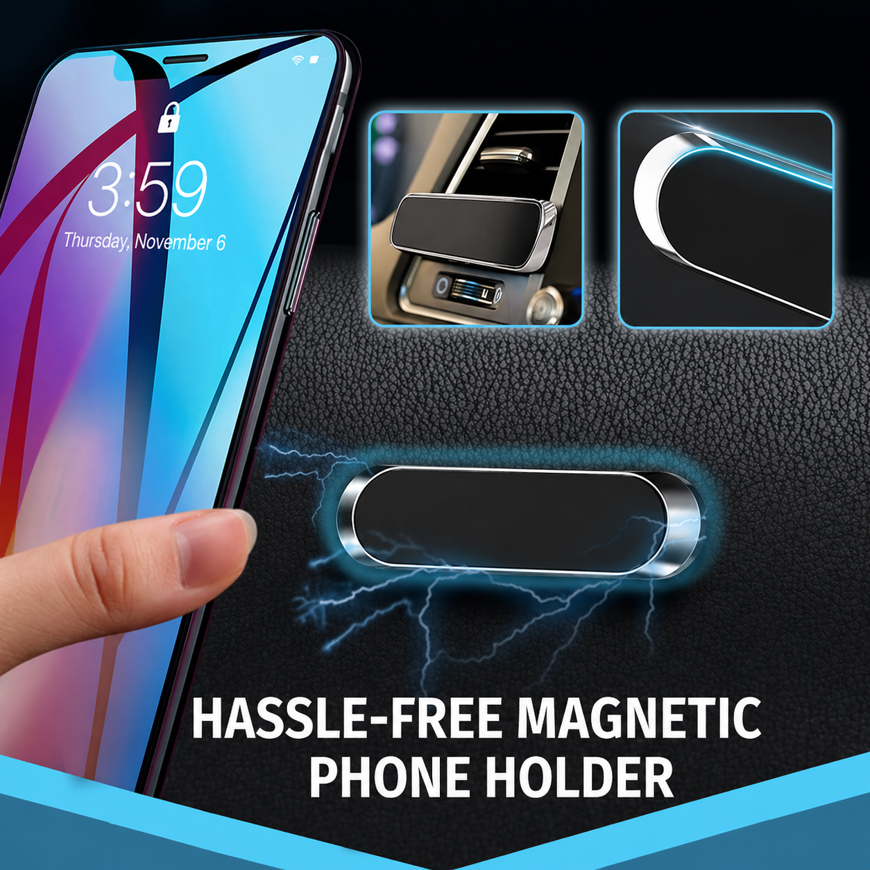 Phone Mount | 6 N50 Magnets & 360° Rotation | Zinc Alloy with Nano Coating