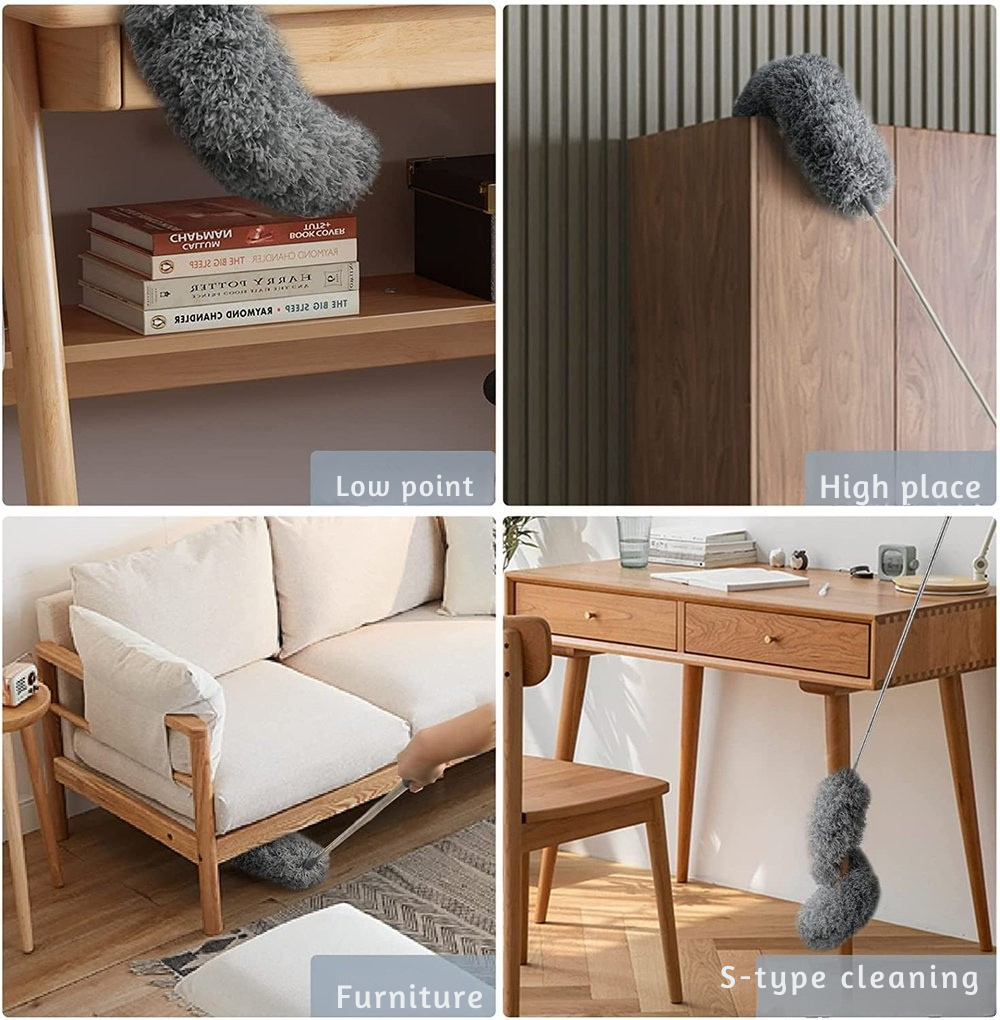 Extendable Microfiber Duster with Flexible Head – Washable Long Reach