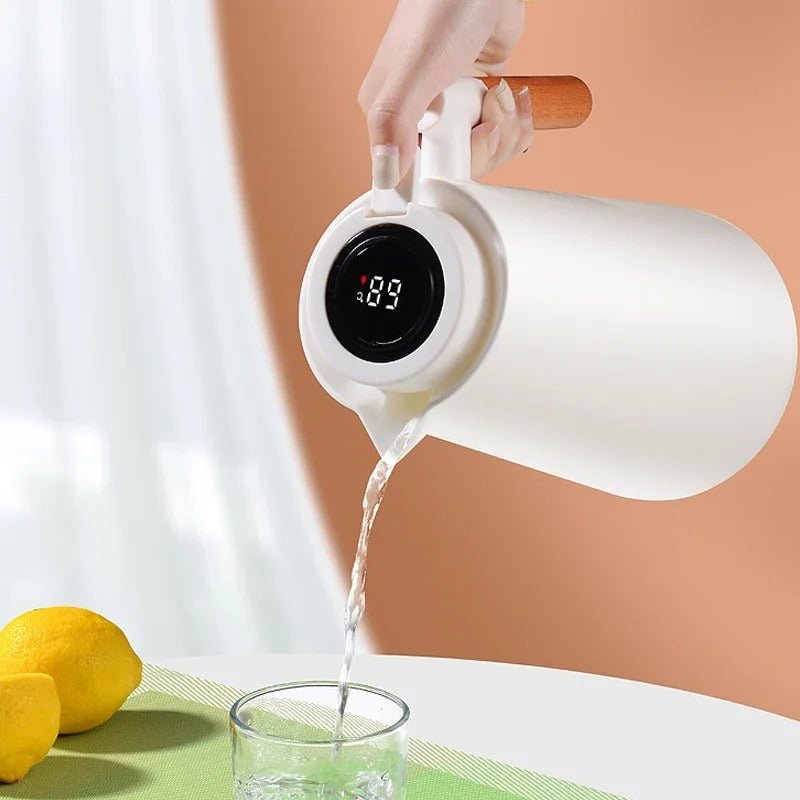 Elegant Insulated Beverage Dispenser with Digital Temp Gauge