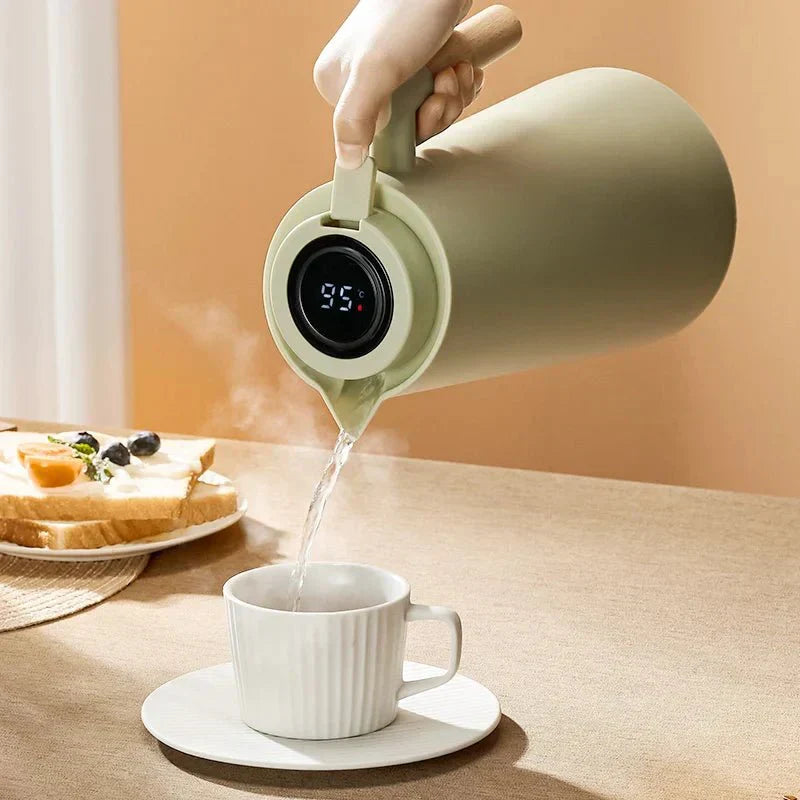 Elegant Insulated Beverage Dispenser with Digital Temp Gauge