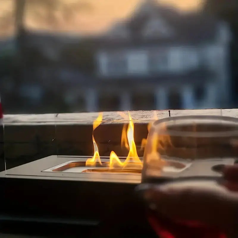 Tabletop Fireplace with Bio-Ethanol | Real Flame, Smoke-Free | Glass Windshield