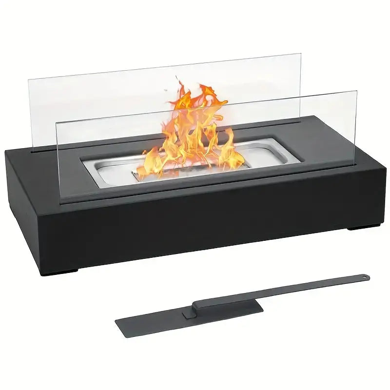 Tabletop Fireplace with Bio-Ethanol | Real Flame, Smoke-Free | Glass Windshield