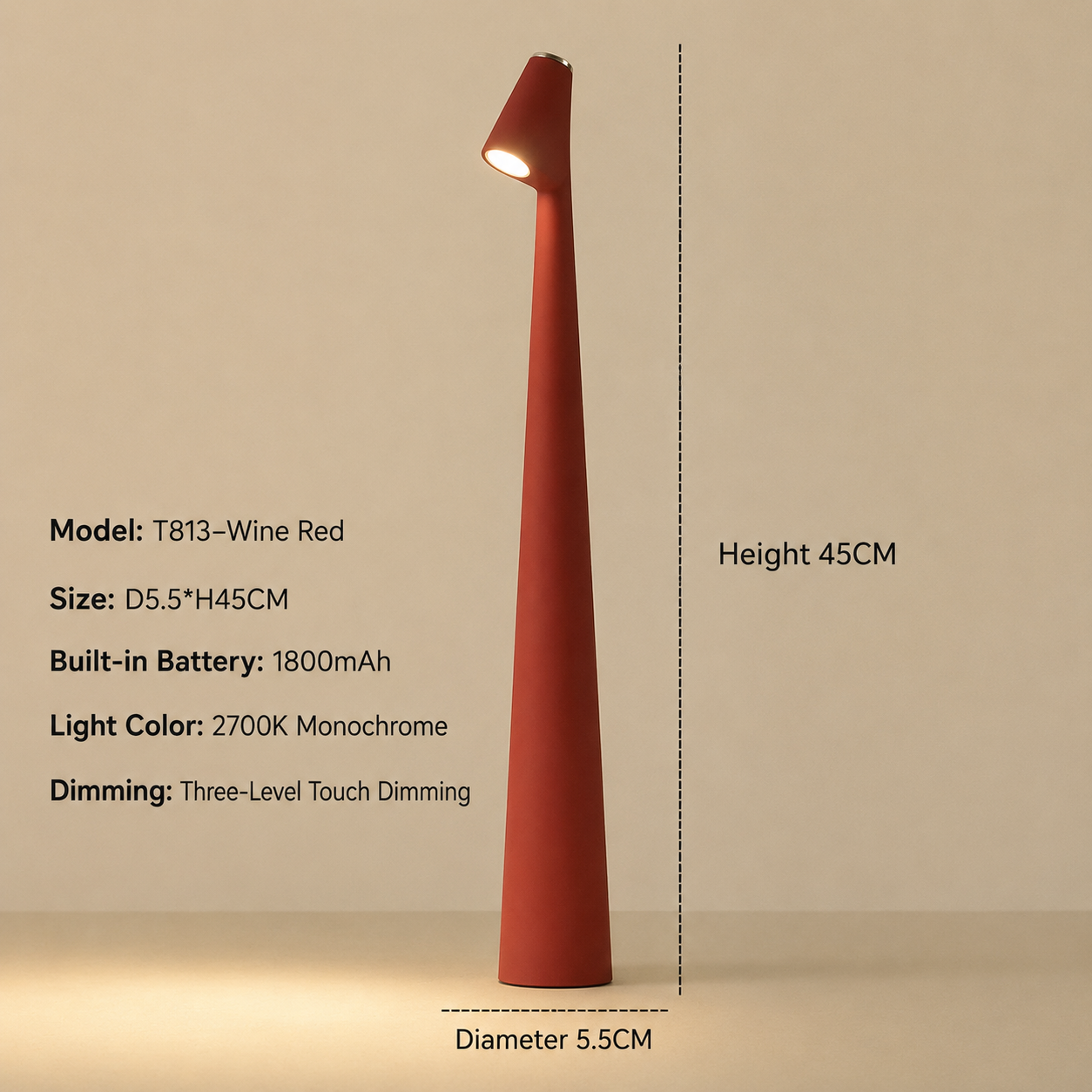 Wireless Designer LED Table Lamp with 3-Level Touch Dimming