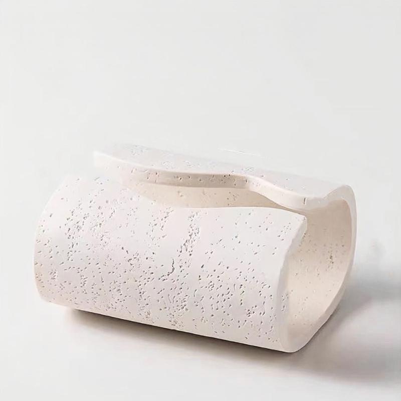 Elegant Curved Tissue Box Cover in Stone Finish