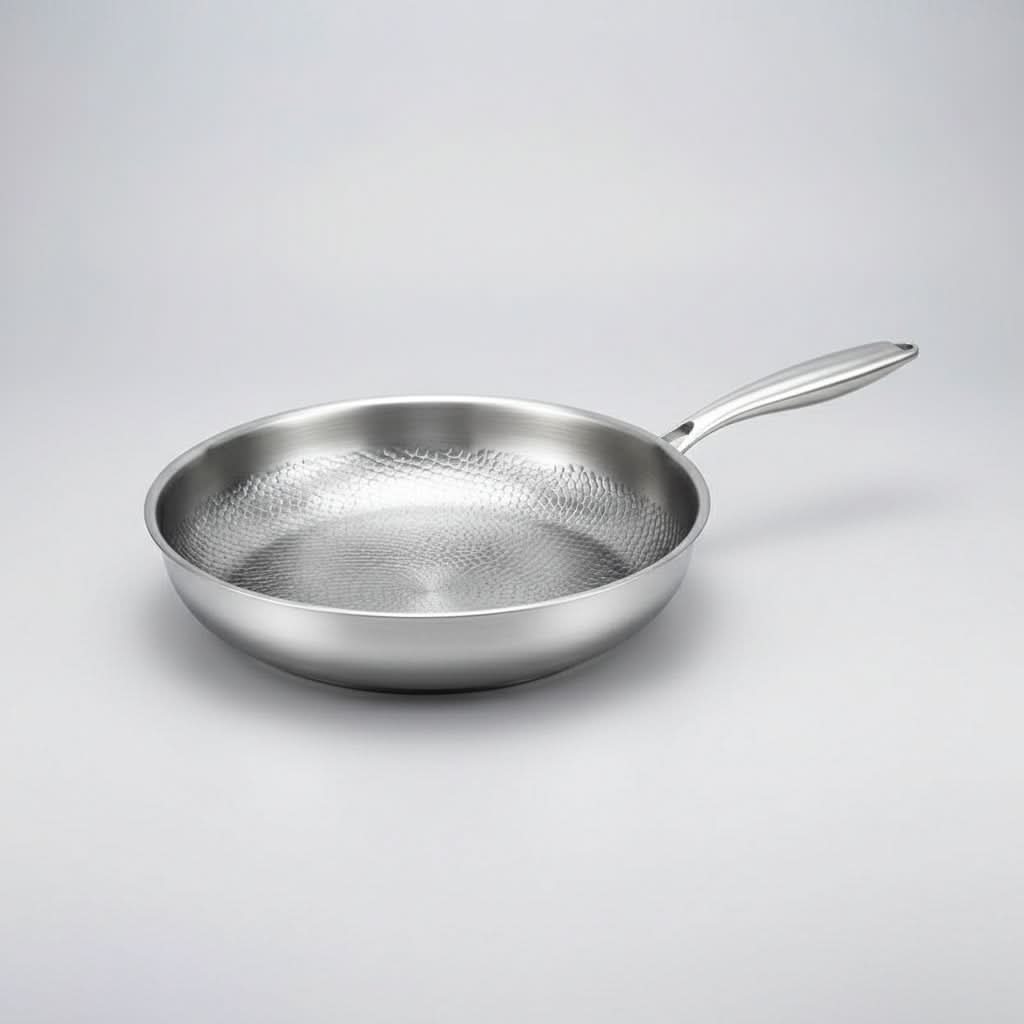 Induction-Compatible Non-Stick Frying Pan with Hammered Titanium Finish