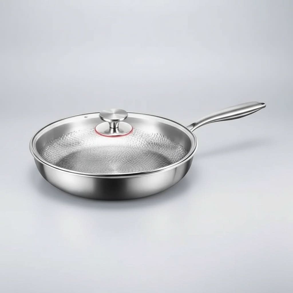 Induction-Compatible Non-Stick Frying Pan with Hammered Titanium Finish