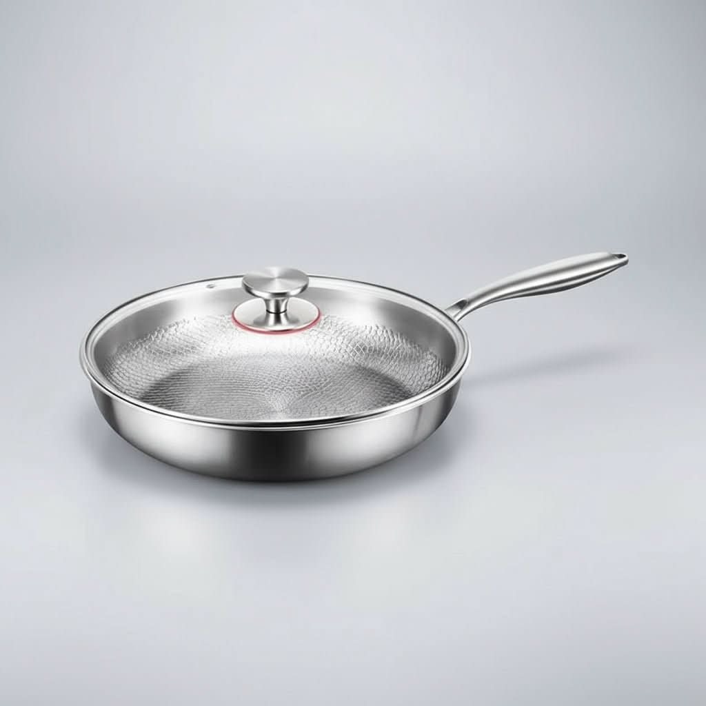 Induction-Compatible Non-Stick Frying Pan with Hammered Titanium Finish
