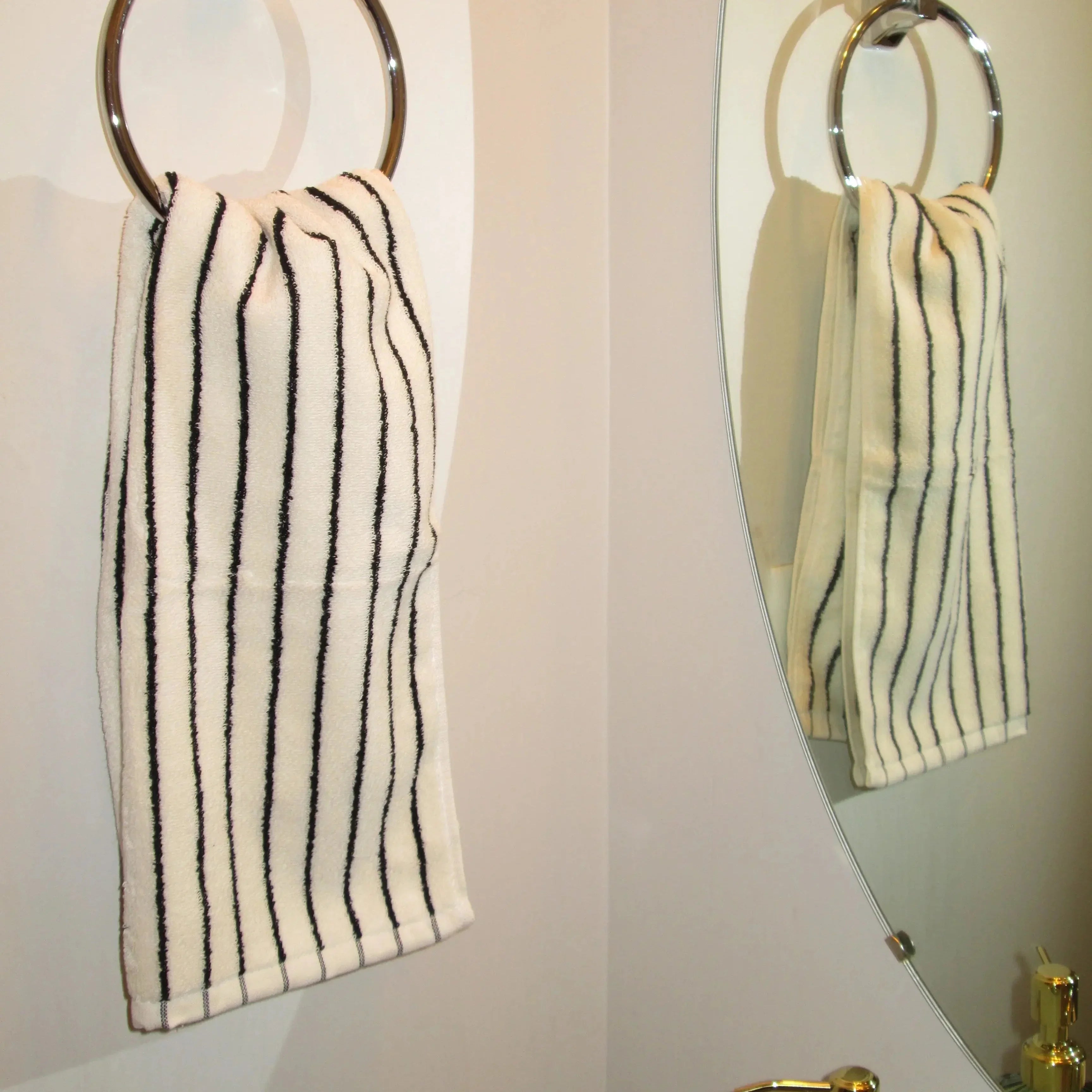 Quick-Dry Cotton Hand Towels with Stylish Stripes