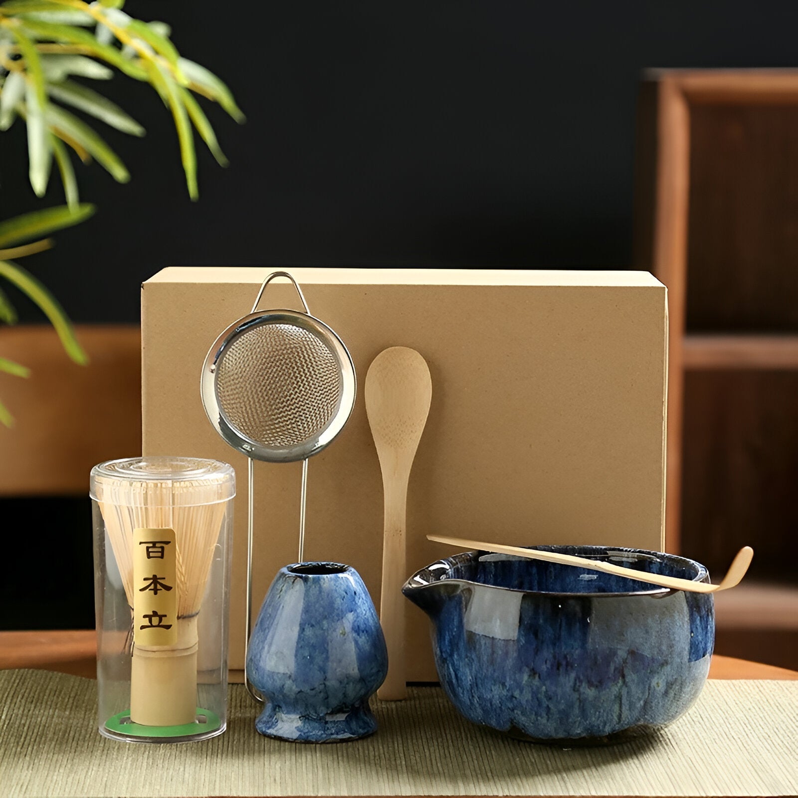 Elegant 6-Piece Matcha Preparation Kit in Bamboo and Ceramic