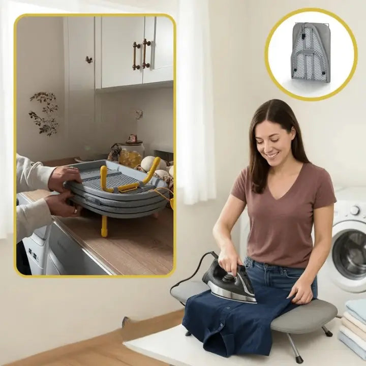 Foldable Ironing Board for Tables – Portable with Iron Holder