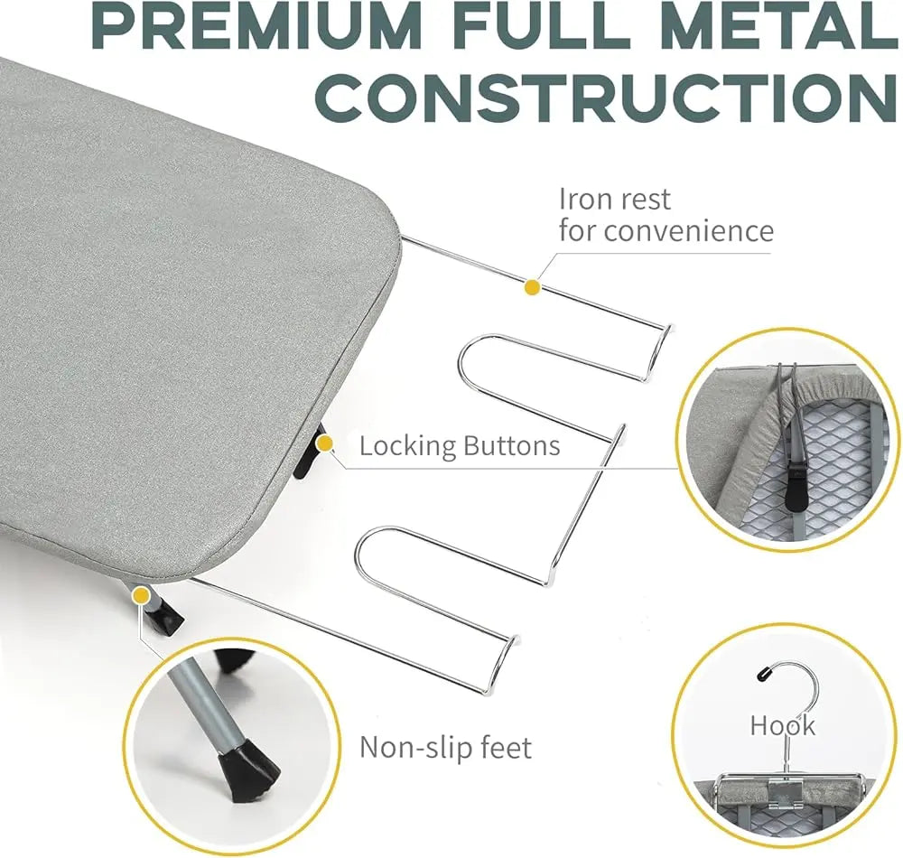 Foldable Ironing Board for Tables – Portable with Iron Holder