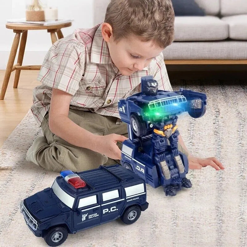 Dual-Function Police Cruiser and Robot with Lights & Sounds