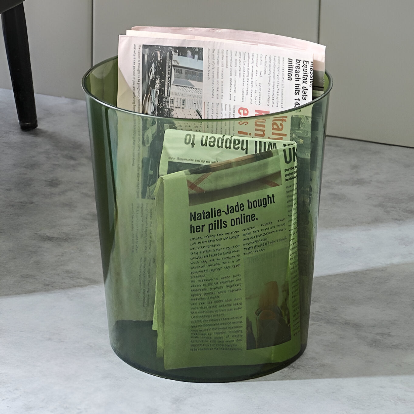 Sleek Clear Waste Bin with Minimalist Space-Saving Design