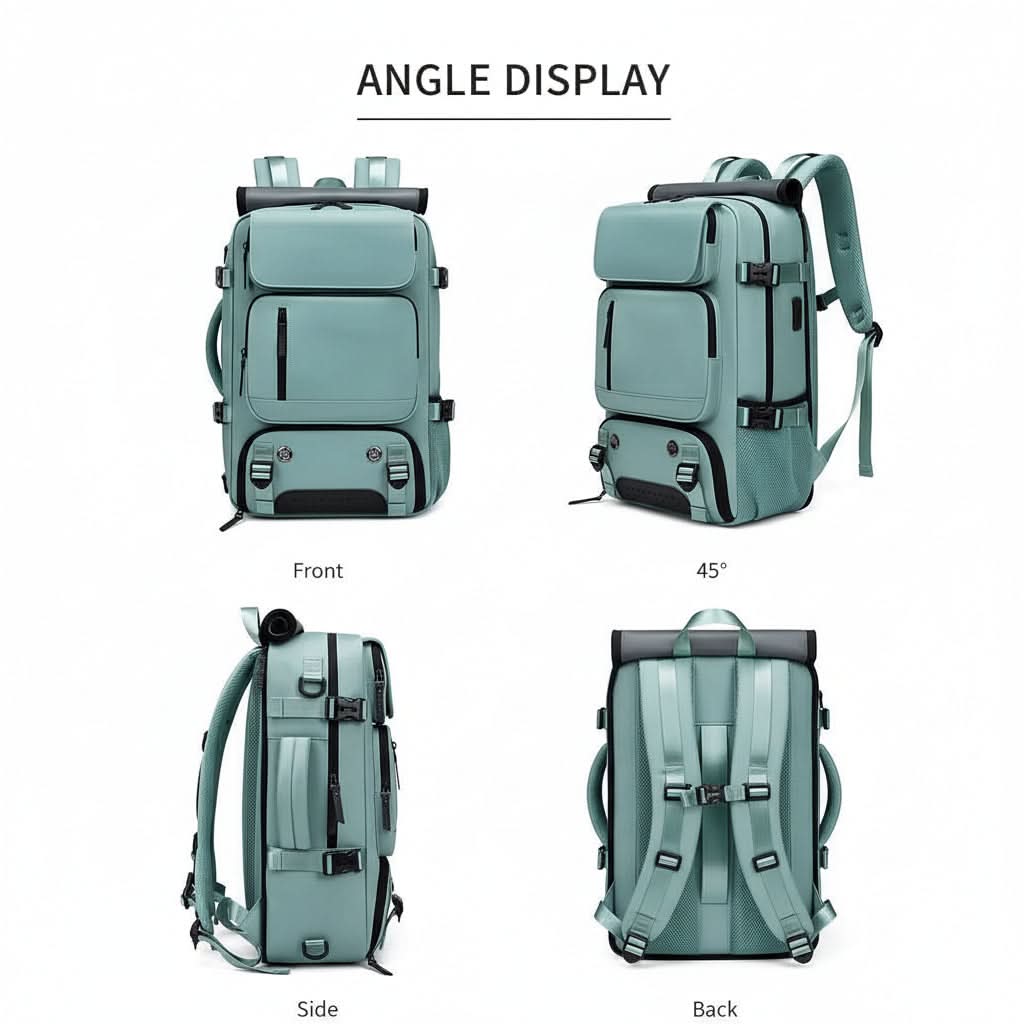 Large Waterproof Travel Backpack with USB Charging Port