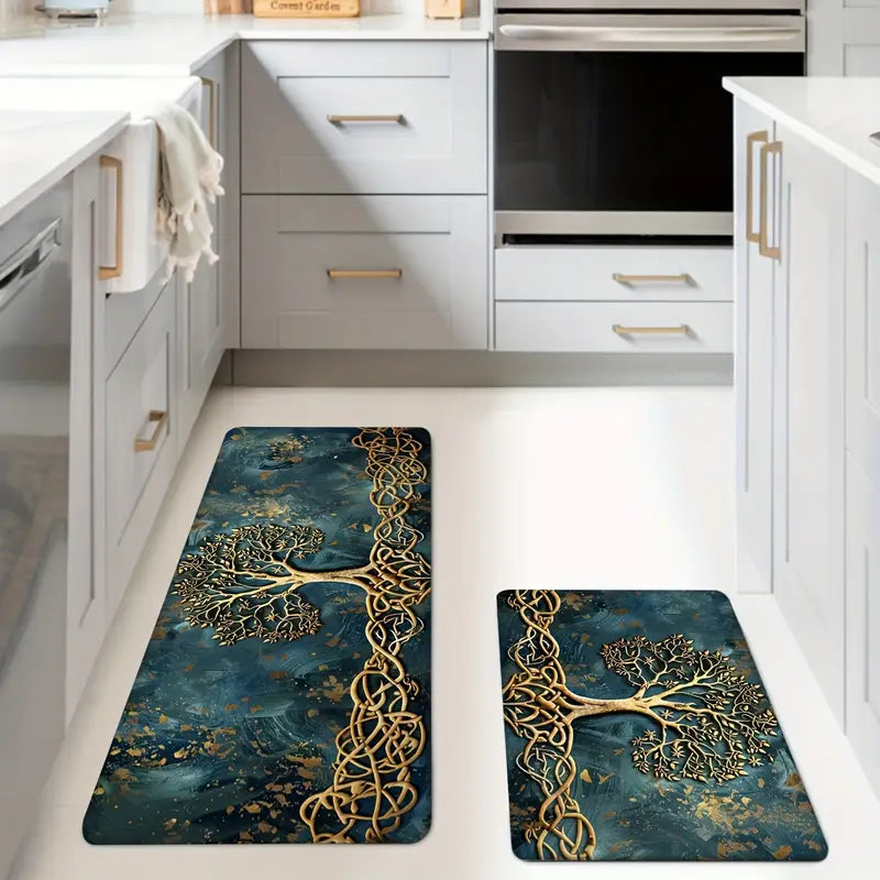 Elegant Indoor Mat with Decorative Tree of Life Design