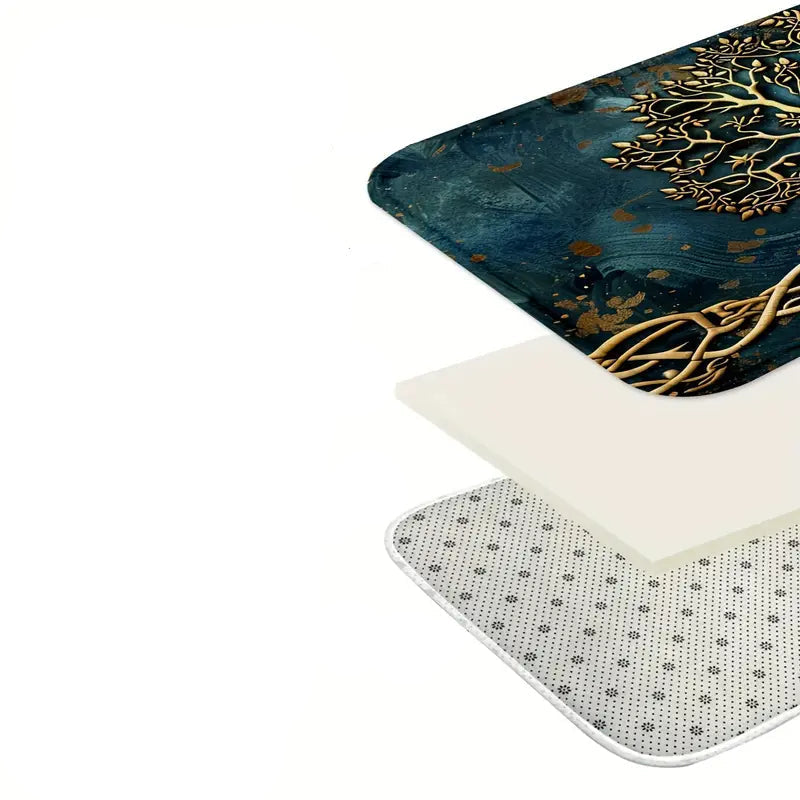 Elegant Indoor Mat with Decorative Tree of Life Design