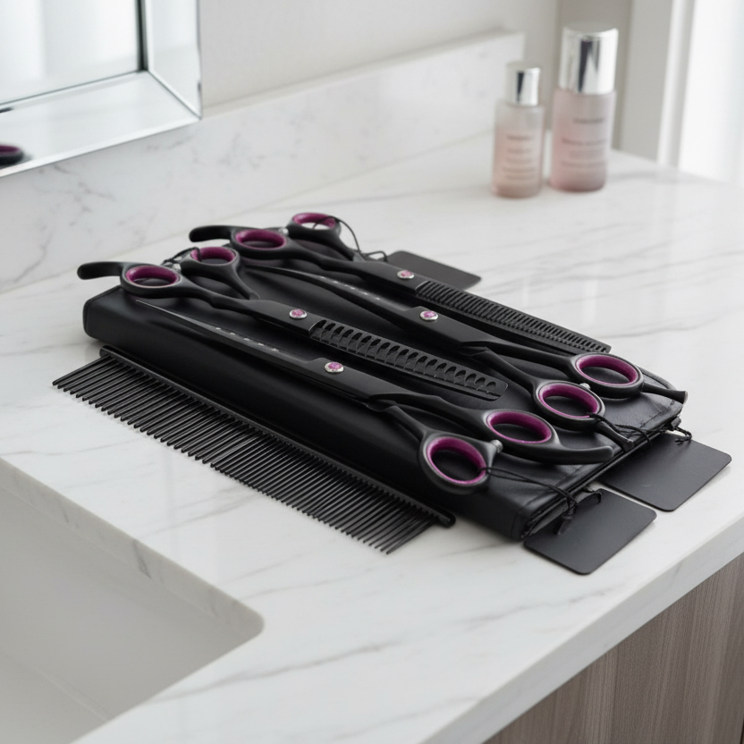 Professional Pet Grooming Shears Set with Thinning Scissors