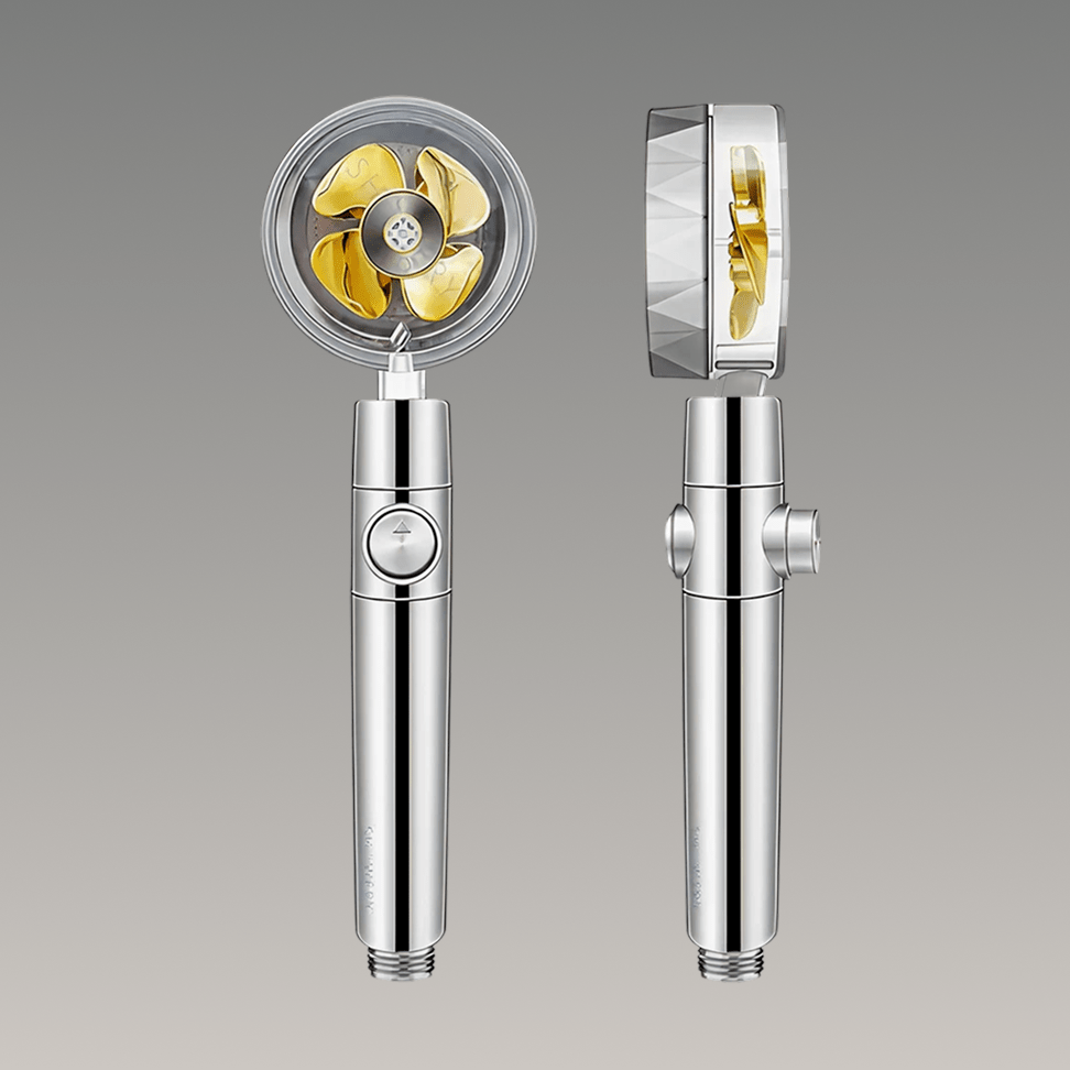 Water-Saving Turbo Shower Head with Rainfall Features