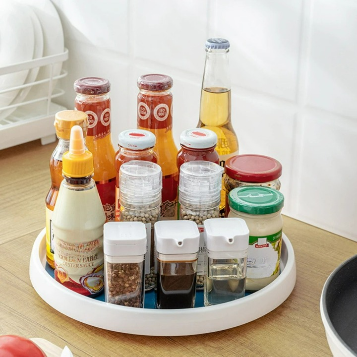 Round Kitchen Turntable Organizer with 2 Tiers