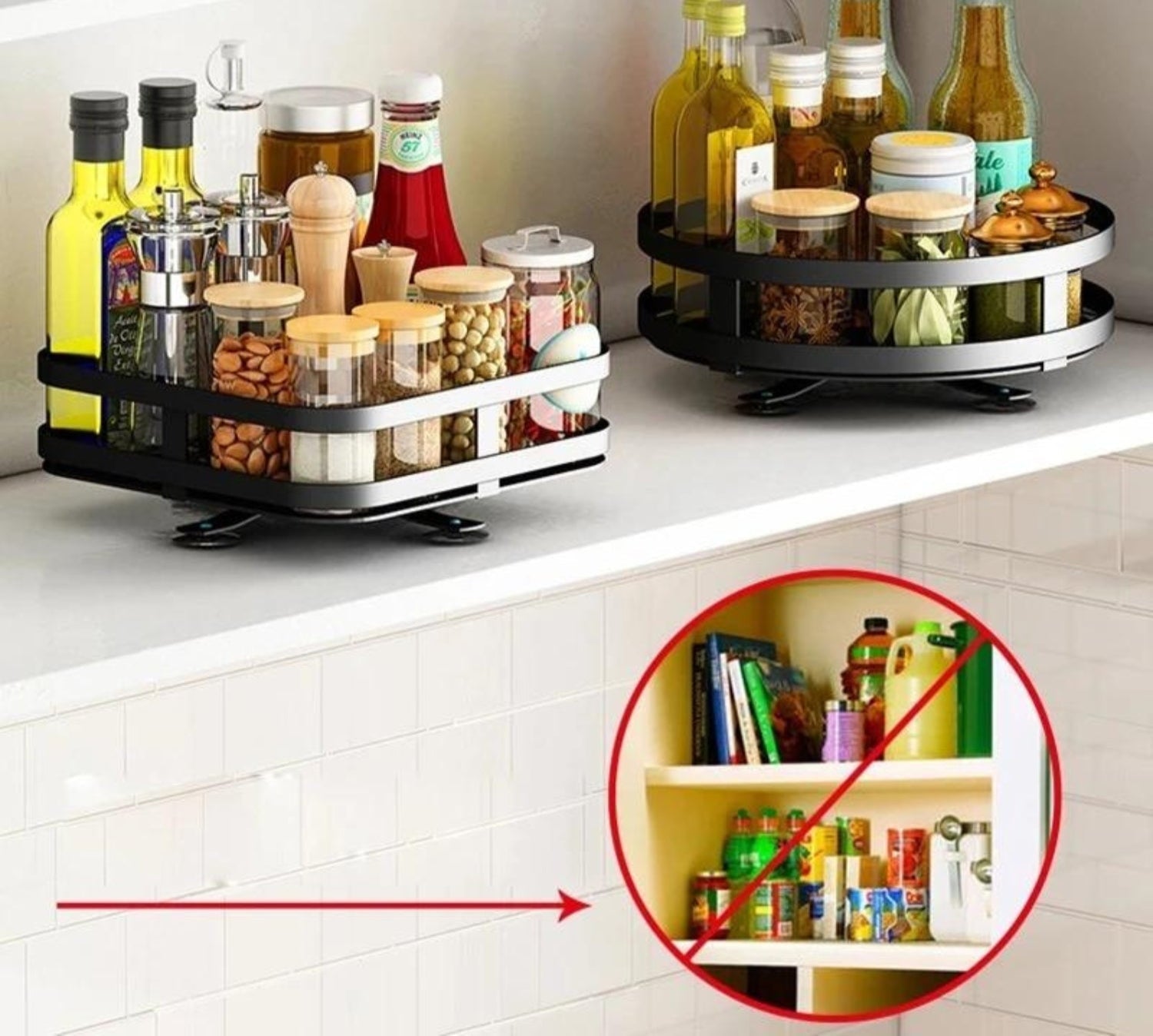 SpinSmart 360 Rotating Storage Shelf for Effortless Organization