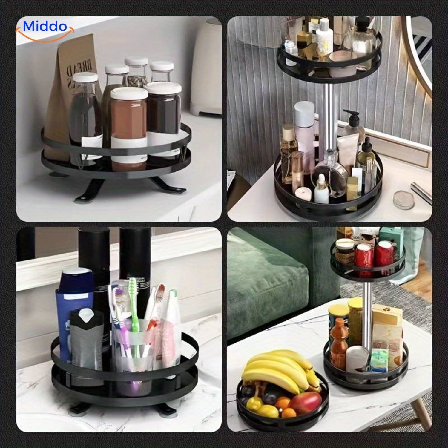 SpinSmart 360 Rotating Storage Shelf for Effortless Organization