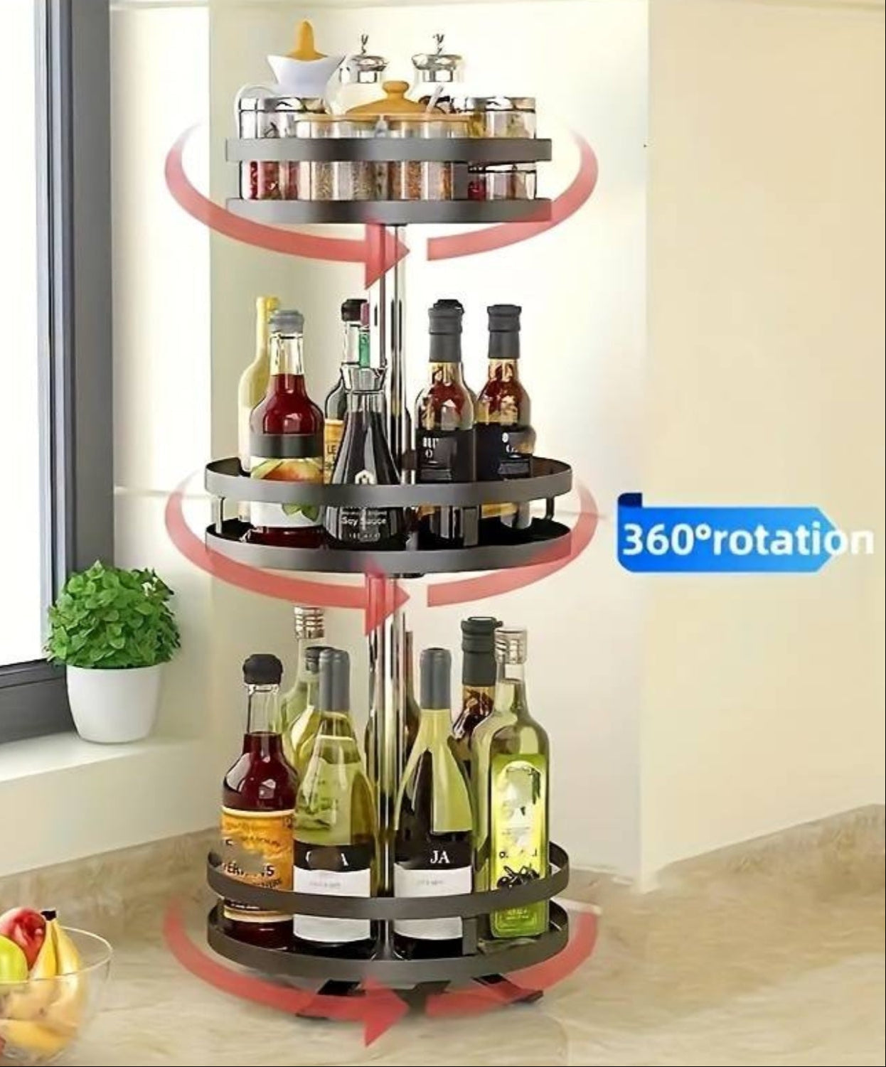 SpinSmart 360 Rotating Storage Shelf for Effortless Organization