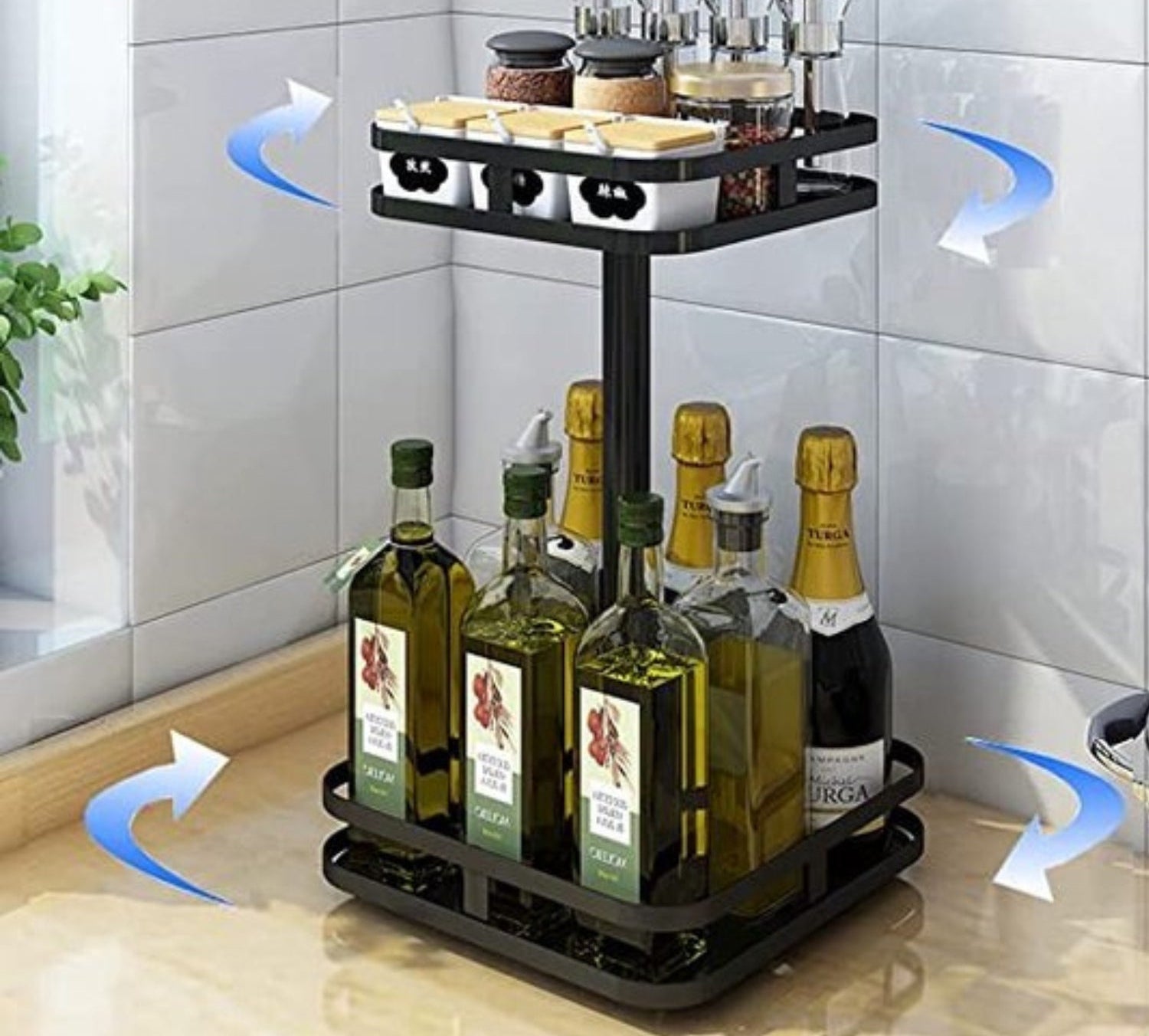 SpinSmart 360 Rotating Storage Shelf for Effortless Organization