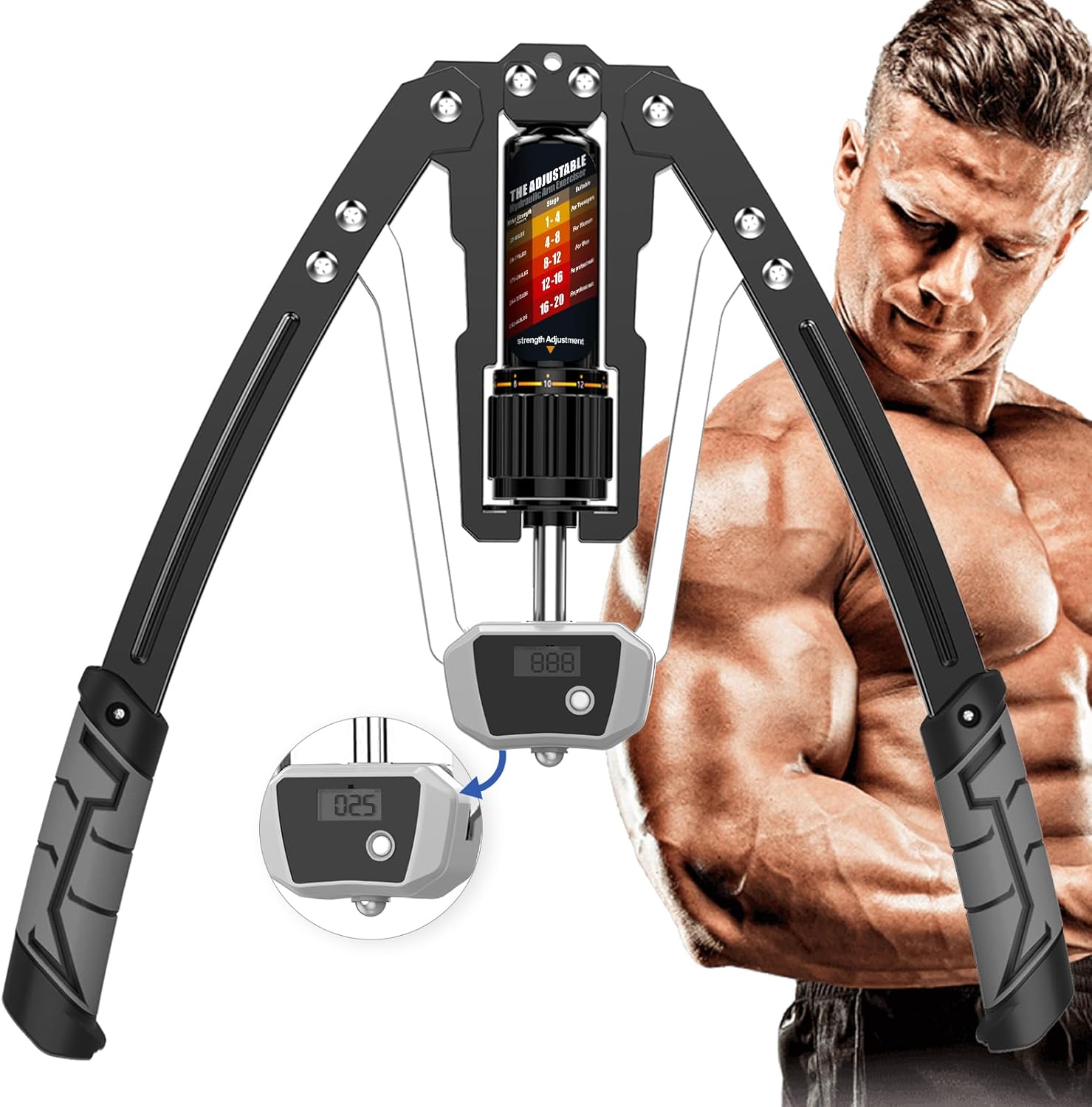 PowerFlex Adjustable Hydraulic Arm Strength Trainer 10-200KG