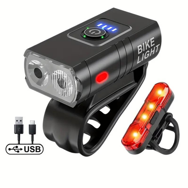 High-Visibility USB Rechargeable Bicycle Light Set for Safety