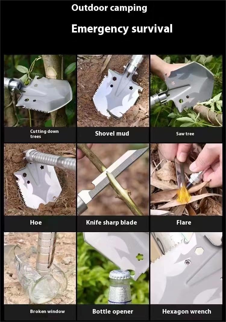 Versatile Folding Survival Shovel – 16 Essential Tools in One