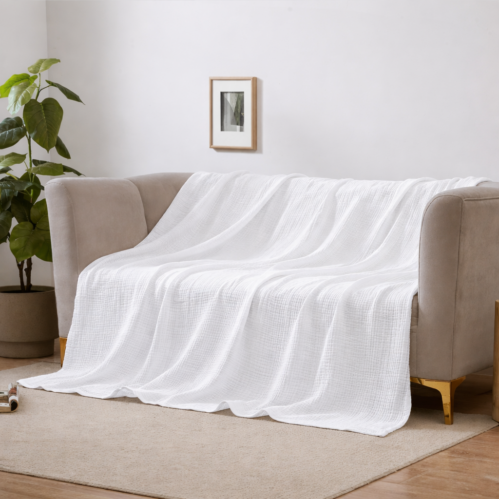 BreezyComfort - Ultra-Light Cotton Blanket for Year-Round Relaxation